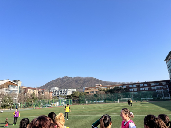 The training grounds for the Seoul Gaels neighbor a mountain. [MARY YANG]