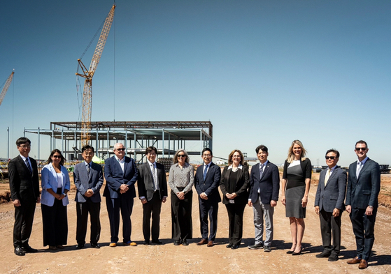 LG Energy Solution officials take a photo at a groundbreaking ceremony of its battery plant in Arizona. [LG ENERGY SOLUTION]