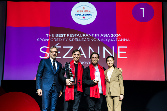 Chef Daniel Calvert, second from left, and his team at Sézanne in Tokyo, Japan were the winners of this year's Asia's 50 Best Restaurants. [ASIA'S 50 BEST RESTAURANTS]             