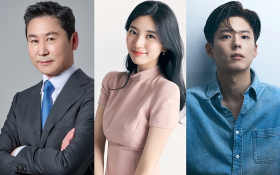 From left: comedian Shin Dong-yeob, actor Suzy and Park Bo-gum. The three will co-host the 60th Baeksang Arts Awards, set to take place at Coex at 5 p.m. on May 7. [CP ENTERTAINMENT, MANAGEMENT SOOP, THE BLACK LABEL]