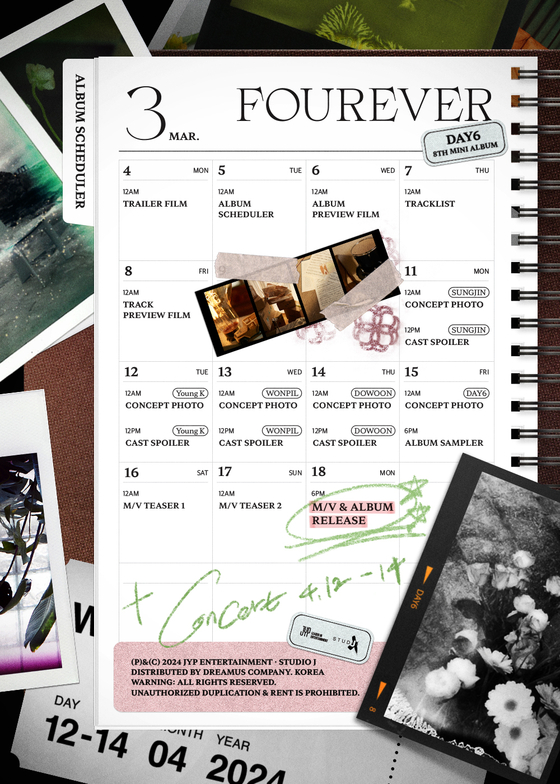 Schedule for DAY6's promotional activities for its upcoming EP ″Fourever″ [JYP ENTERTAINMENT]