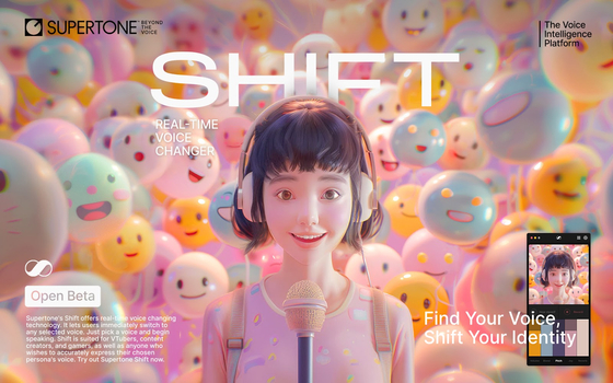 Supertone Shift, a real-time voice-converting service developed by Supertone, rolled out open beta version on the company's official website. [SUPERTONE]