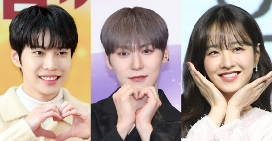 From left: Doyoung of boy band NCT, Keonhee of boy band Oneus and actor Park Bo-young [NEWS1]