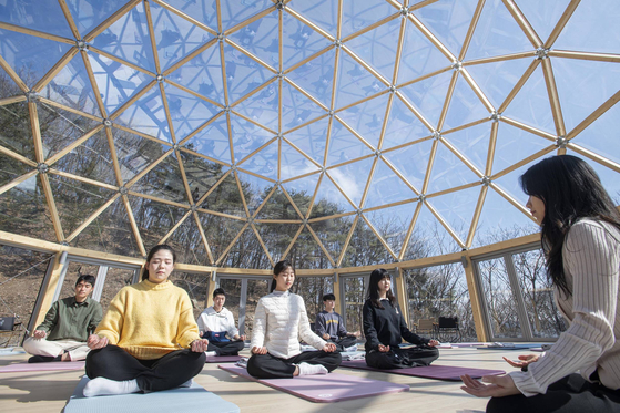 Visitors can participate in meditation classes inside the Forest Dome located at the Forest Camp.  [SAMSUNG C&T]