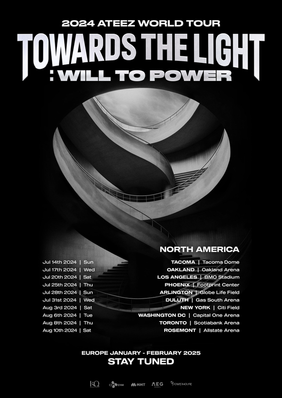 Ateez will hold concerts in North America and Europe for its ″Towards the Light: Will to Power″ world tour. [KQ ENTERTAINMENT]