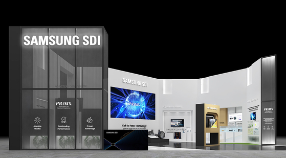 Samsung SDI's exhibition booth at the 37th Electric Vehicle Symposium & Exposition, or EVS37, taking place at COEX in southern Seoul from Tuesday to Friday [SAMSUNG SDI] 