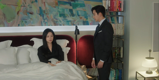 A scene captured from tvN's ″Queen of Tears″ on April 26, 2024, shows a painting by Jeon Eun-suk on the wall. [SCREEN CAPTURE] 
