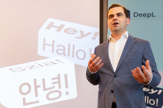 Jarek Kutylowski, founder and CEO of DeepL speaks to the Korean press at a hotel in souther Seoul on Friday. 