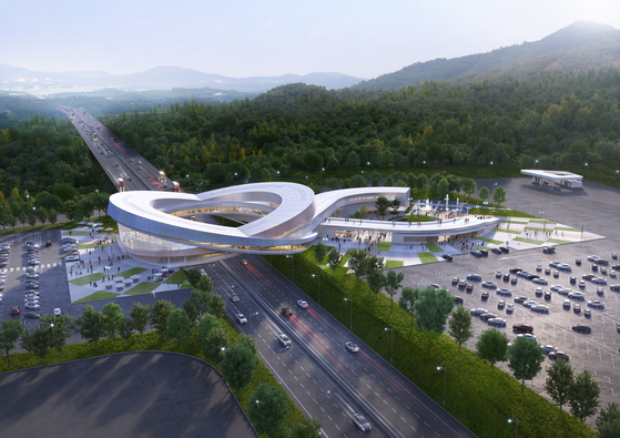 A rendered image of the Choein Service Area provided by Haema Architects [HAEMA ARCHITECTS]