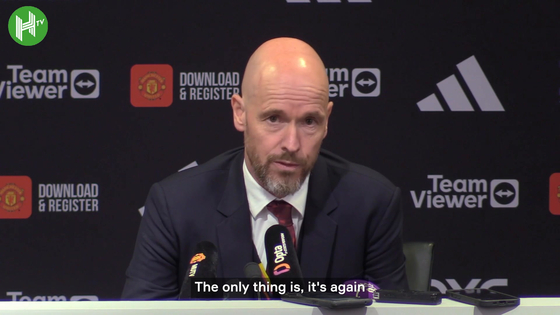 Manchester United Erik ten Hag speaks after his side's 1-1 draw with Burnley in the Premier League on Saturday. [ONE FOOTBALL] 