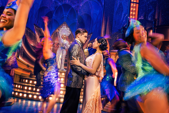 A scene from the ongoing Broadway musical "The Great Gatsby" produced by OD Company, at Broadway Theater, New York, starring Jeremy Jordan as Gatsby, left, and Eva Noblezada as Daisy [OD COMPANY]