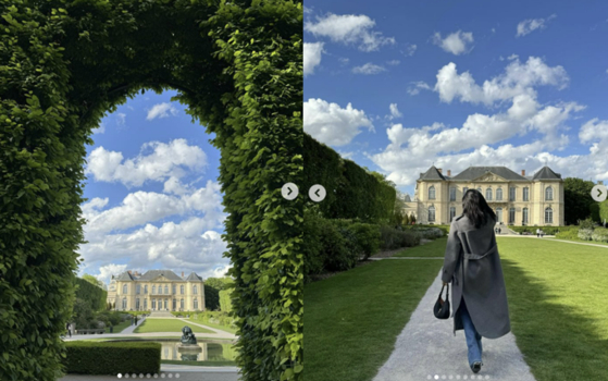 Lisa's photos of herself at the Musée Rodin’s gardens, uploaded to her Instagram on Wednesday [SCREEN CAPTURE]