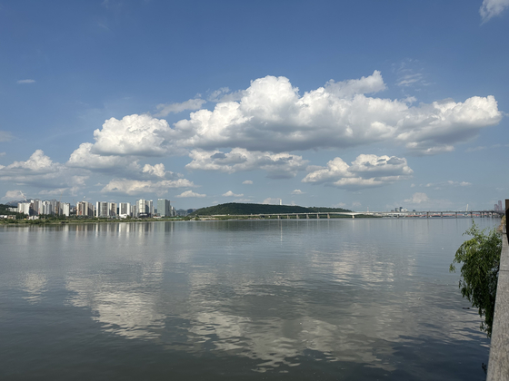 A view from a bike path of the Han River in Seoul in May.  [JIM BULLEY]