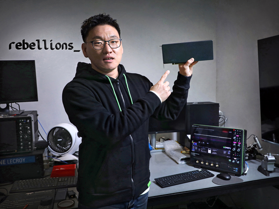 Rebellions CEO Park Sung-hyun poses after an interview at the AI chip startup's headquarters in Bundang, Gyeonggi in March. [PARK SANG-MOON]