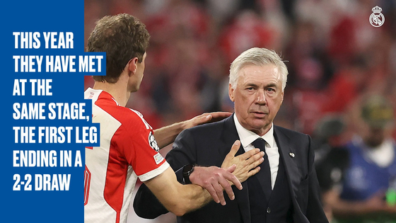Real Madrid led by manager Carlo Ancelotti face Bayern Munich in the secong leg of the Champions League semifinals on Wednesday. [ONE FOOTBALL]