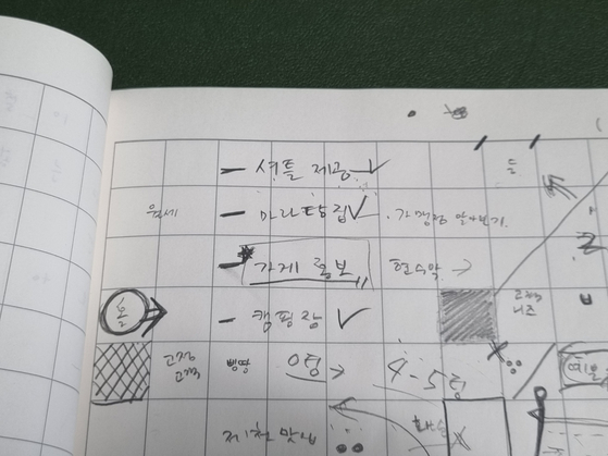 Yoo wrote about her plan to expand her business in a notebook. [PARK JONG-SEO]
