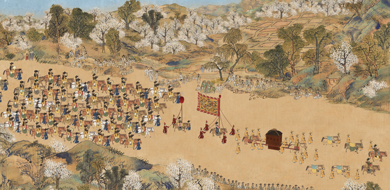A still from the large-scale video of the royal procession led by King Jeongjo on his return to Hanyang, the capital of Joseon [NATIONAL PALACE MUSEUM OF KOREA]