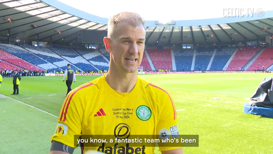 Joe Hart speaks after the Scottish Cup final agaisnt Rangers on Saturday. [ONE FOOTBALL]