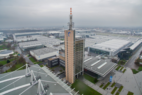 An aerial view of the Hannover Messe, the world's largest convention center in Hannover, Germany [EPA/YONHAP]