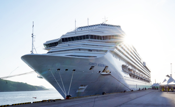 The luxury cruise liner Costa Serena waits for departure from Daesan Port in Seosan, South Chungcheong, on May 8. [YONHAP]   