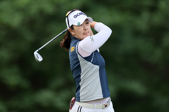 Korea's Kim A-lim plays her shot from the seventh tee during the first round of The Chevron Championship at The Club at Carlton Woods on April 18 in The Woodlands, Texas. [AFP/YONHAP]