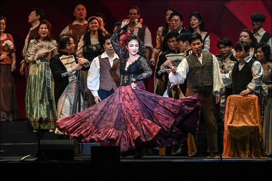 A scene from ″Carmen,″ a free outdoor opera held by the Seoul Metropolitan Opera at Gwanghwamun Square in central Seoul in 2023 [SEOUL METROPOLITAN OPERA]