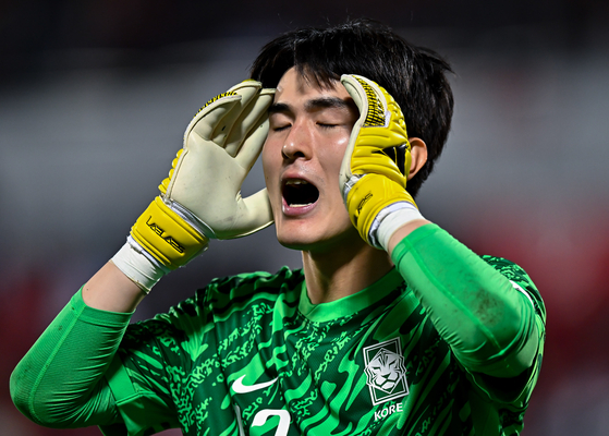 Korea's Baek Jong-beom reacts during the quarterfinal against Indonesia at the U-23 AFC Asian Cup Qatar in Doha, Qatar on April 25. [XINHUA/YONHAP]