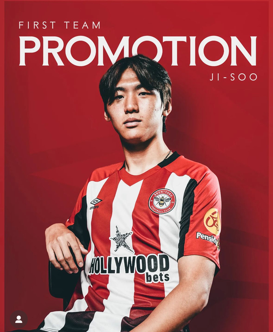 Brentford announce Kim Ji-soo's promotion in an Instagram post on Friday. [SCREEN CAPTURE]