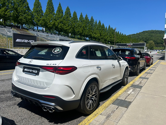 The rear of the Mercedes AMG GLC 43 SUV at the AMG Speedway in Yongin, Gyeonggi. [SARAH CHEA]