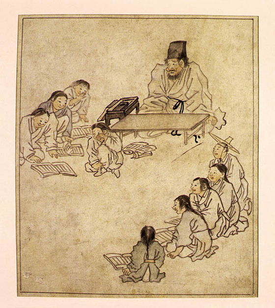 A painting, titled ″Seodang,″ by artist Kim Hong-do (1745-1810), one of the greatest artists of the Joseon era (1392-1910), shows a classroom where the students and their teacher sit on the floor. [NATIONAL MUSEUM OF KOREA]