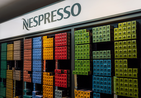 Nestle's boxes of Nespresso coffee pods at the company's headquarters in Vevey, Switzerland [REUTERS/YONHAP]