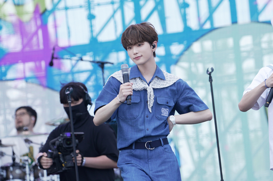 Harua of &TEAM performs at Weverse Park at Discovery Park in Incheon on June 15. [2024 WEVERSE CON FESTIVAL]