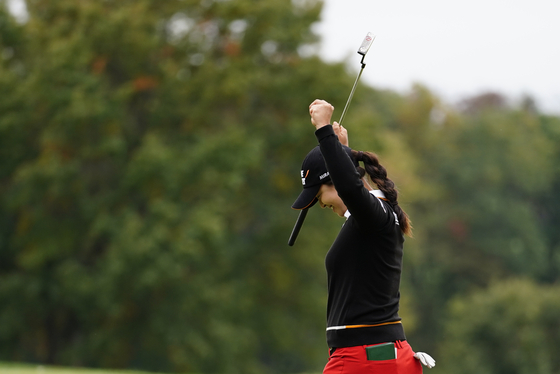 Korea's Kim Sei-young reacts after winning the 2020 KPMG Women's PGA Championship at the Aronimink Golf Club on Oct. 11, 2020 in Newtown Square, Pa. [AP/YONHAP]