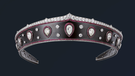 A 1914 Cartier tiara made from platinum, diamond and ruby [CARTIER]