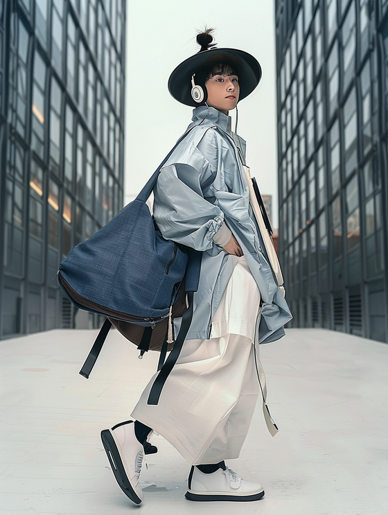 Kwon Hye-in's AI-generated image shows a blends tradition and modernity to create a unique style of hanbok (traditional Korean dress). She won the Korea Image Created by AI category at the Culture Communication Forum 2024. [CICI]