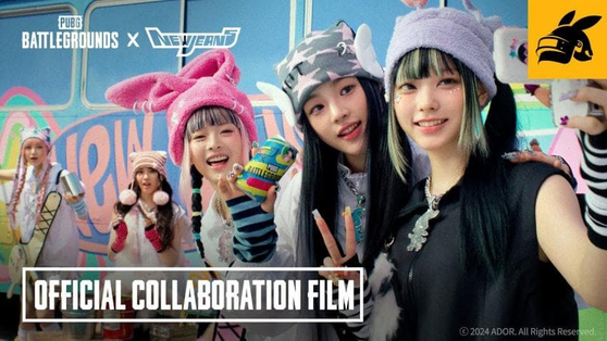 An announcement on the collaboration between NewJeans and Krafton on June 10 to feature the girl groups' characters in PUBG. [KRAFTON]