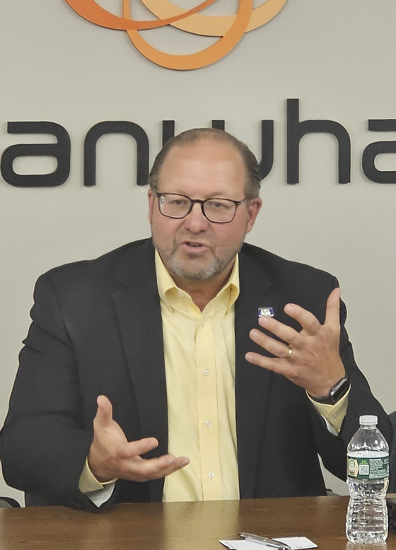 Paul Lavoie, the chief manufacturing officer for Connecticut, talks during an interview with the Korea JoongAng Daily at Hanwha Aerospace USA headquarters in Cheshire, Connecticut, on June 26. [HANWHA AEROSPACE USA]