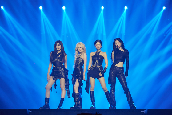 Girl group aespa kicked off its second world tour, ″Synk: Parallel Line,″ on Saturday and Sunday at the Jamsil Indoor Stadium in Songpa District, southern Seoul. [SM ENTERTAINMENT]