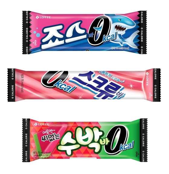 Lotte Wellfood's Jaws Bar 0 Kcal, Screw Bar 0 Kcal and Subak Bar 0 Kcal popsicles [LOTTE WELLFOOD] 