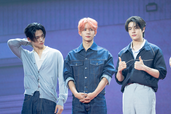 Members of boy band Enhypen during the showcase for its second full-length album ″Romance: Untold″ on July 11 in southern Seoul [KOREA JOONGANG DAILY]