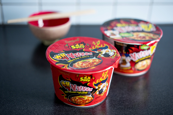 Samyang Foods' Buldak 2x Spicy Hot Chicken instant noodle product, pictured, along with two other Buldak Ramen products, had been recalled by the Danish government in June. The recall was lifted on Monday. [EPA/YONHAP]