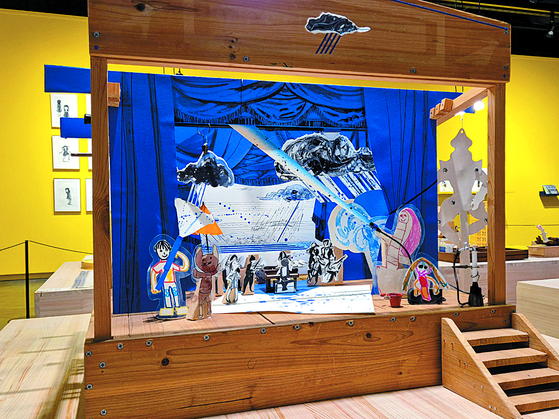 On the Stage is part of the exhibition where visitors can see various characters from illustrator Lee Suzy’s books.  [HONG Ji-YU] 
