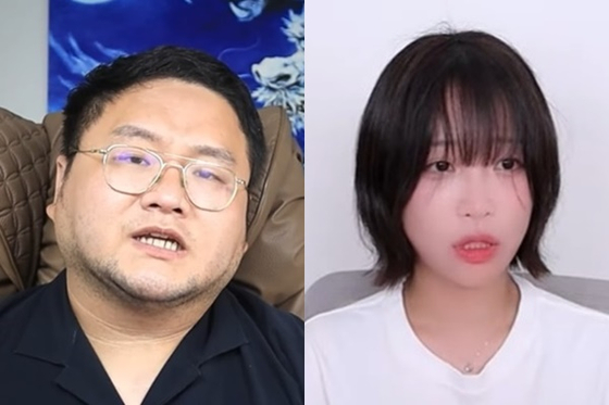 Left: YouTuber GooJeYeok, whose real name is Lee Jun-hee; Right: YouTuber Tzuyang, whose real name is Park Jung-won [SCREEN CAPTURE]