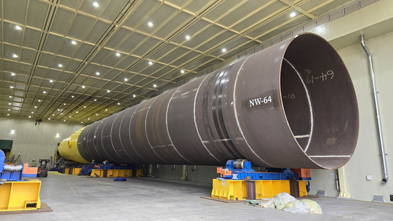 GS Entec delivered its first monopile for an offshore wind turbine project in South Jeolla on Thursday. [GS ENTEC]