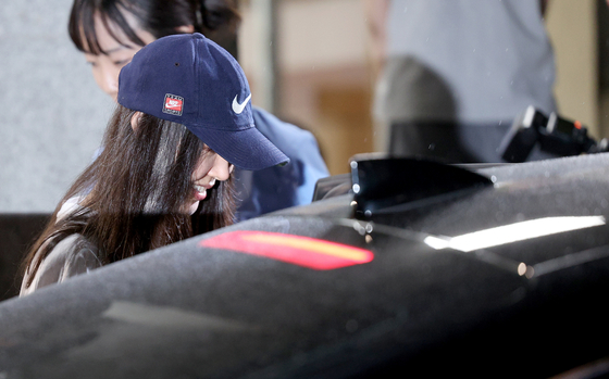 Min Hee-jin, CEO of girl group NewJeans' agency ADOR, at the Yongsan Police Station on July 9 in central Seoul [NEWS1]