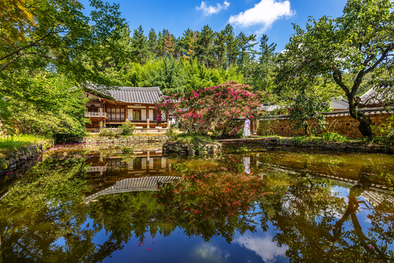 Samgaheon House in Dalseong County, Daegu, is home to the Hayeopjeong Pavilion that overlooks a pond. [JOONGANG ILBO]