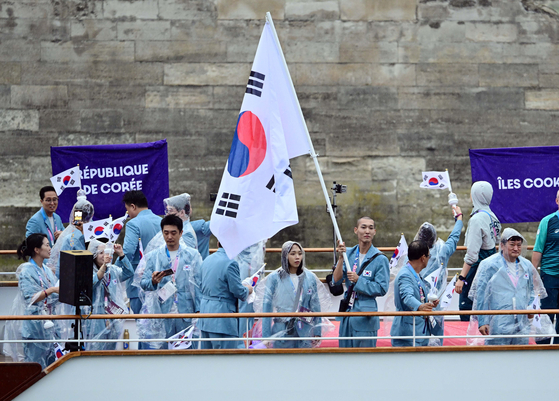 The Korean national team takes part in the opening ceremony of the Paris 2024 Olympic on July 26 in Paris, France. [JOINT PRESS CORPS]