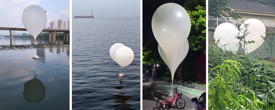 Pictures of trash-laden balloons sent by North Korea found in various locations across South Korea [YONHAP]