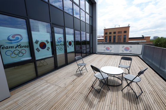 A view of the South Korean athletes' lounge terrace at the Olympic Village in Saint-Denis, France. [NEWS1]