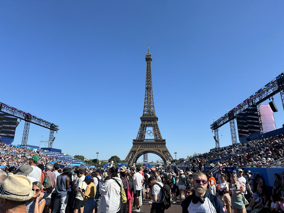 A view from ″the ditch″ at Champions Park in Paris on Monday.  [JIM BULLEY]